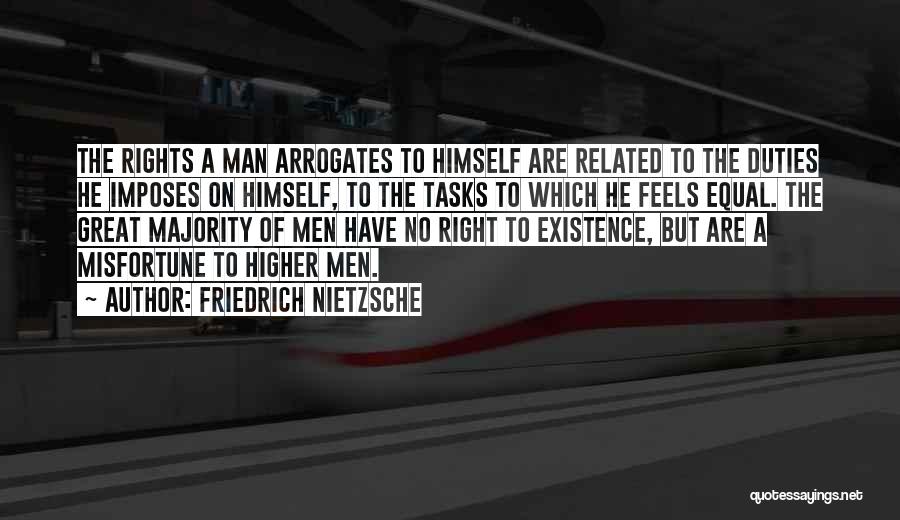 Friedrich Nietzsche Quotes: The Rights A Man Arrogates To Himself Are Related To The Duties He Imposes On Himself, To The Tasks To