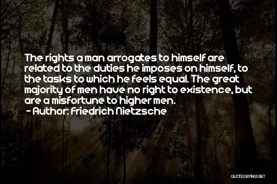Friedrich Nietzsche Quotes: The Rights A Man Arrogates To Himself Are Related To The Duties He Imposes On Himself, To The Tasks To
