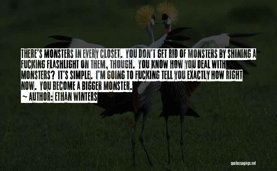Ethan Winters Quotes: There's Monsters In Every Closet. You Don't Get Rid Of Monsters By Shining A Fucking Flashlight On Them, Though. You