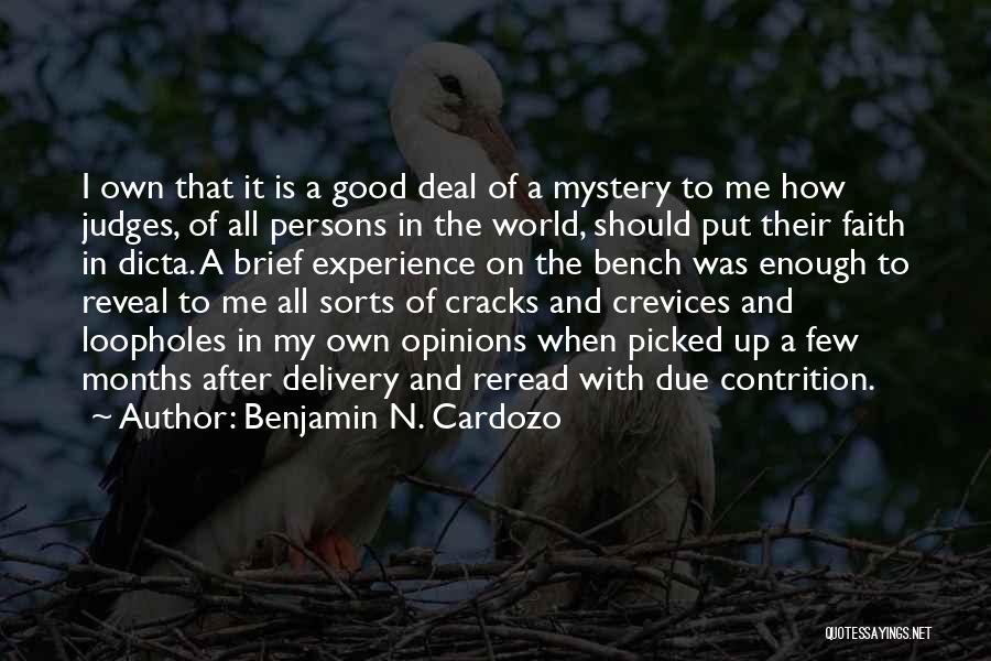 Benjamin N. Cardozo Quotes: I Own That It Is A Good Deal Of A Mystery To Me How Judges, Of All Persons In The