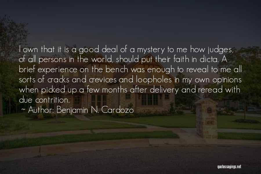 Benjamin N. Cardozo Quotes: I Own That It Is A Good Deal Of A Mystery To Me How Judges, Of All Persons In The