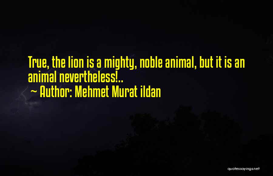 Mehmet Murat Ildan Quotes: True, The Lion Is A Mighty, Noble Animal, But It Is An Animal Nevertheless!..