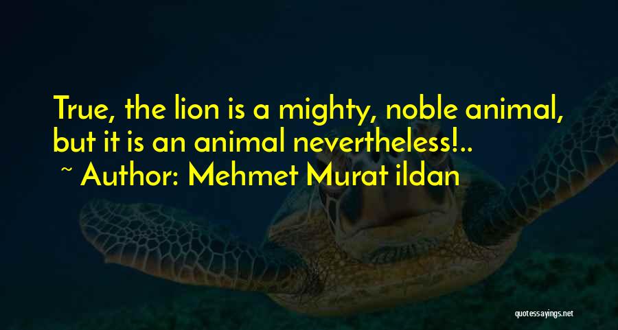 Mehmet Murat Ildan Quotes: True, The Lion Is A Mighty, Noble Animal, But It Is An Animal Nevertheless!..