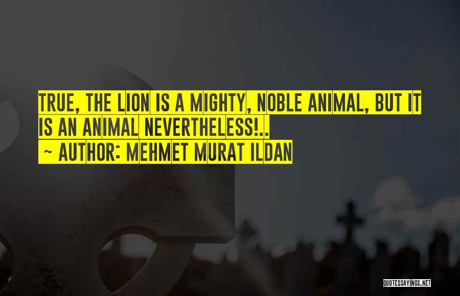 Mehmet Murat Ildan Quotes: True, The Lion Is A Mighty, Noble Animal, But It Is An Animal Nevertheless!..