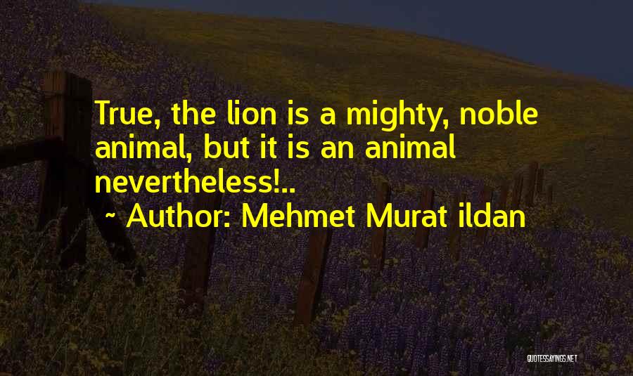 Mehmet Murat Ildan Quotes: True, The Lion Is A Mighty, Noble Animal, But It Is An Animal Nevertheless!..