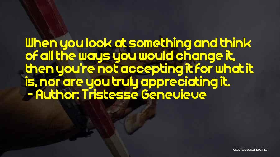 Tristesse Genevieve Quotes: When You Look At Something And Think Of All The Ways You Would Change It, Then You're Not Accepting It