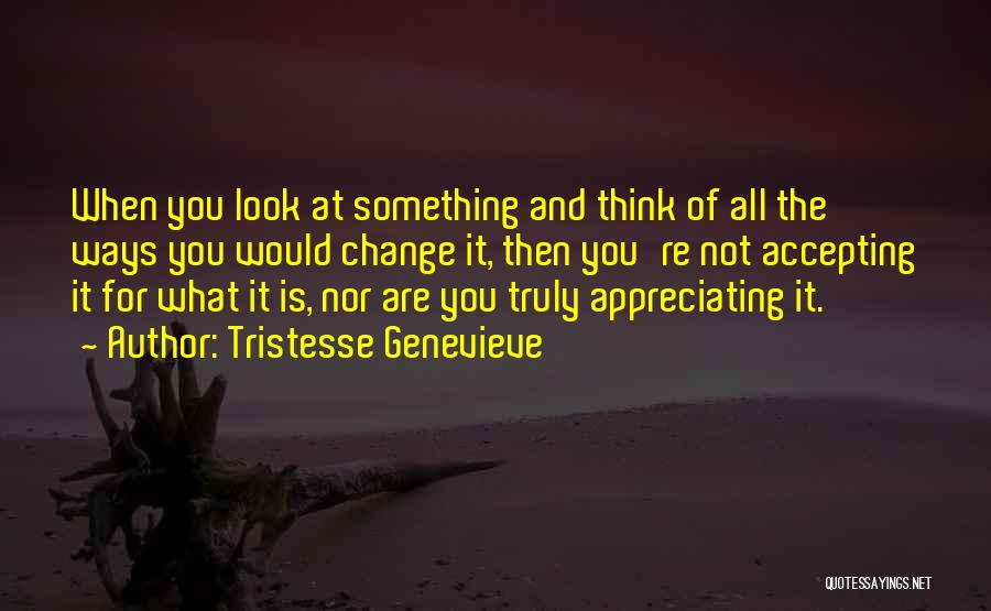 Tristesse Genevieve Quotes: When You Look At Something And Think Of All The Ways You Would Change It, Then You're Not Accepting It