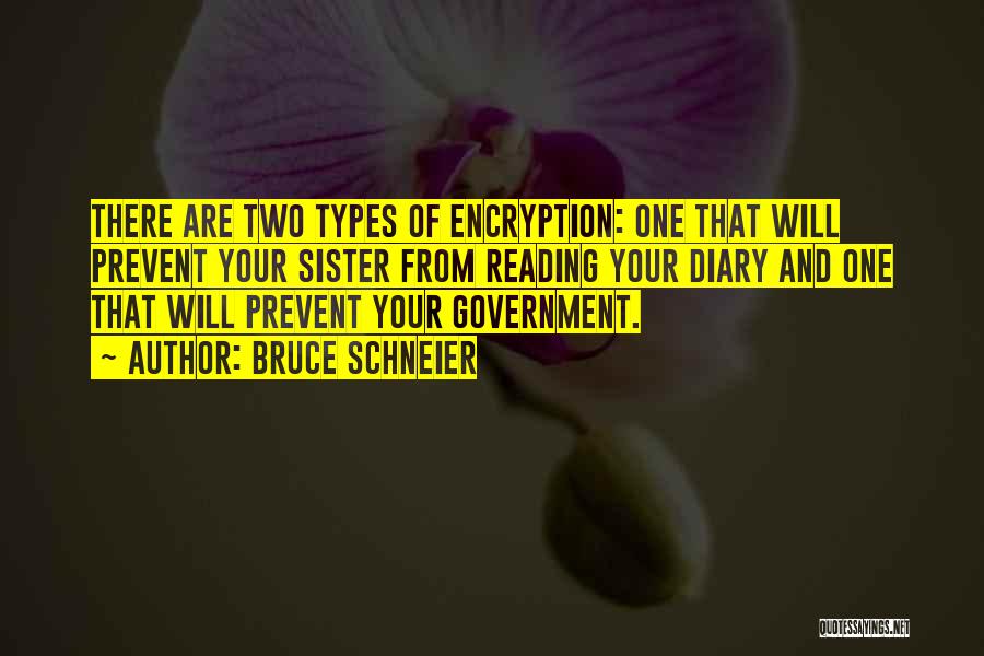 Bruce Schneier Quotes: There Are Two Types Of Encryption: One That Will Prevent Your Sister From Reading Your Diary And One That Will