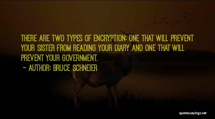 Bruce Schneier Quotes: There Are Two Types Of Encryption: One That Will Prevent Your Sister From Reading Your Diary And One That Will