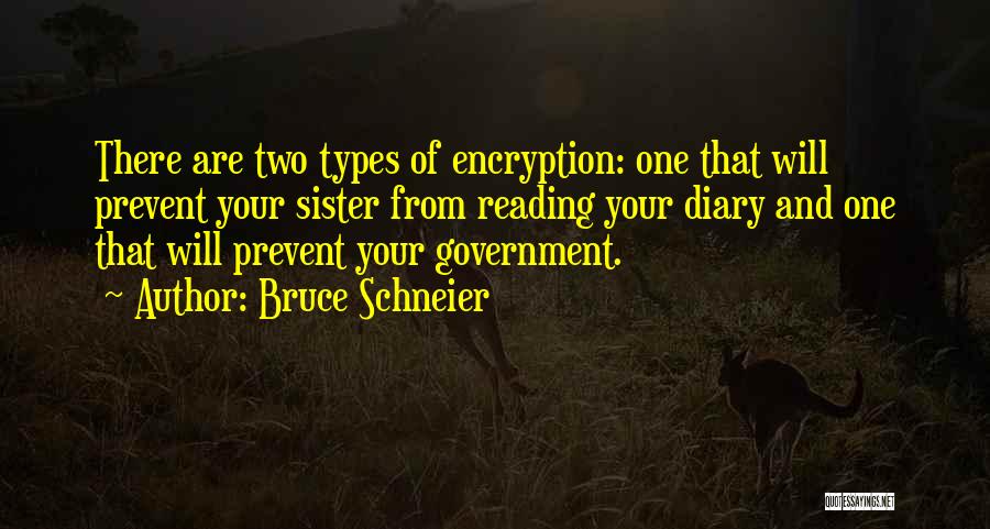 Bruce Schneier Quotes: There Are Two Types Of Encryption: One That Will Prevent Your Sister From Reading Your Diary And One That Will