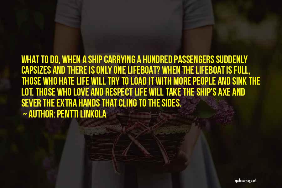 Pentti Linkola Quotes: What To Do, When A Ship Carrying A Hundred Passengers Suddenly Capsizes And There Is Only One Lifeboat? When The