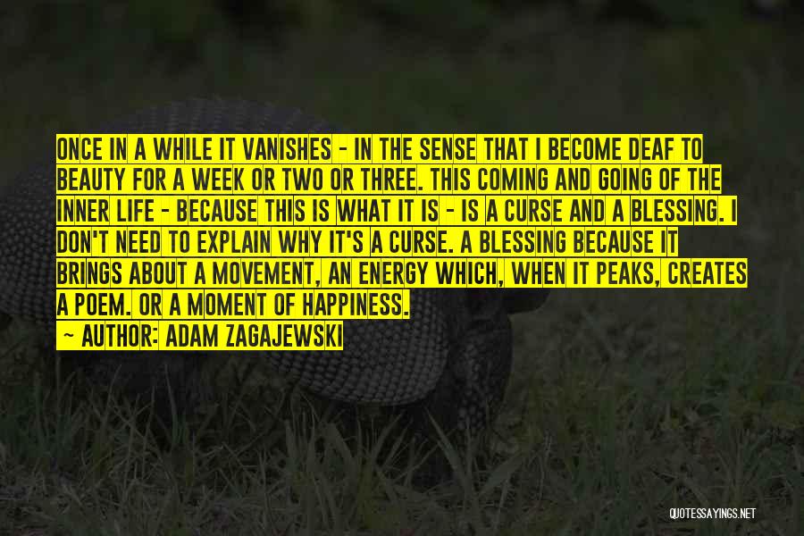 Adam Zagajewski Quotes: Once In A While It Vanishes - In The Sense That I Become Deaf To Beauty For A Week Or