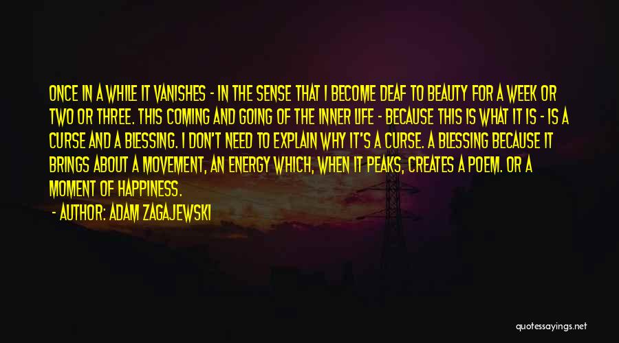 Adam Zagajewski Quotes: Once In A While It Vanishes - In The Sense That I Become Deaf To Beauty For A Week Or