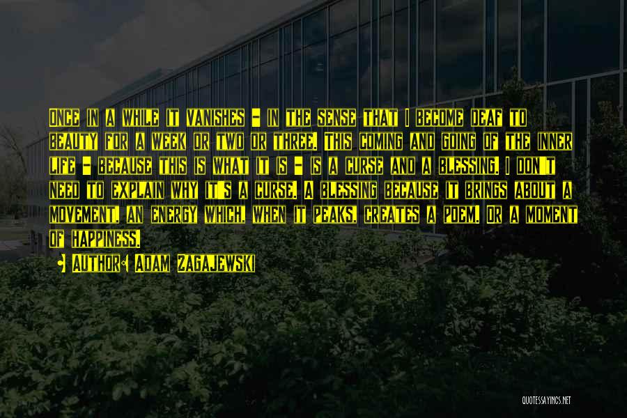 Adam Zagajewski Quotes: Once In A While It Vanishes - In The Sense That I Become Deaf To Beauty For A Week Or
