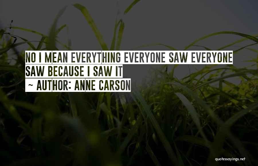 Anne Carson Quotes: No I Mean Everything Everyone Saw Everyone Saw Because I Saw It