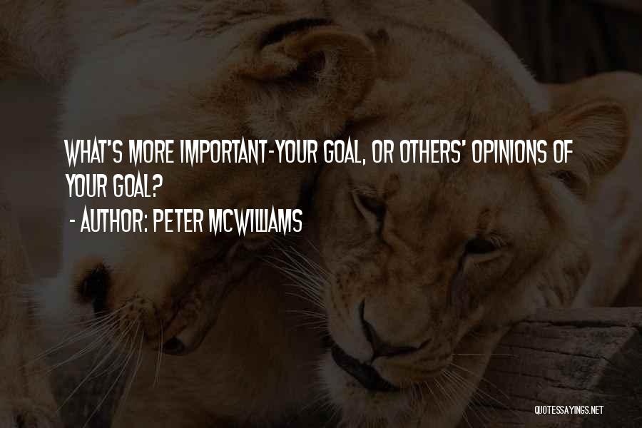 Peter McWilliams Quotes: What's More Important-your Goal, Or Others' Opinions Of Your Goal?