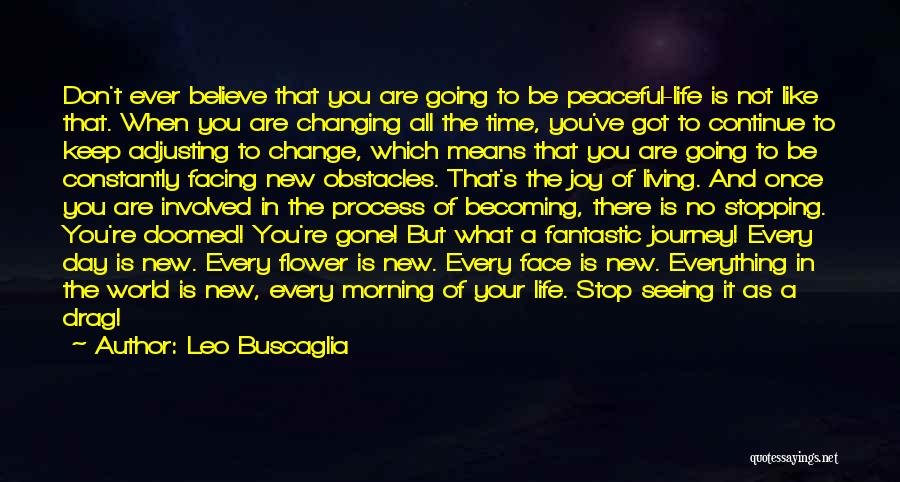 Leo Buscaglia Quotes: Don't Ever Believe That You Are Going To Be Peaceful-life Is Not Like That. When You Are Changing All The