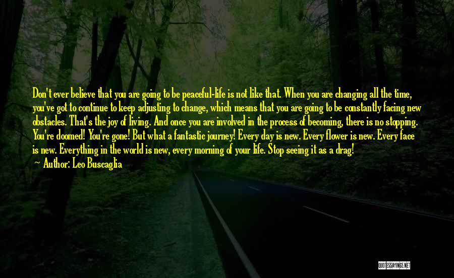 Leo Buscaglia Quotes: Don't Ever Believe That You Are Going To Be Peaceful-life Is Not Like That. When You Are Changing All The