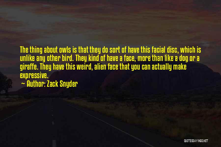 Zack Snyder Quotes: The Thing About Owls Is That They Do Sort Of Have This Facial Disc, Which Is Unlike Any Other Bird.