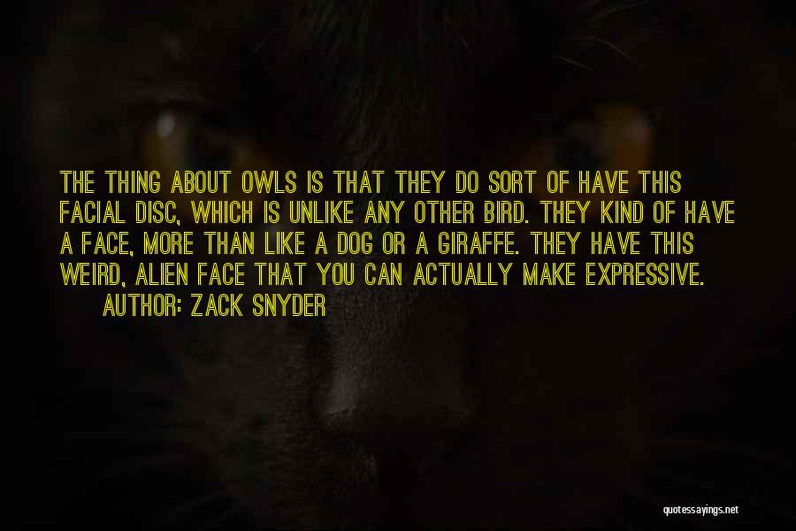 Zack Snyder Quotes: The Thing About Owls Is That They Do Sort Of Have This Facial Disc, Which Is Unlike Any Other Bird.