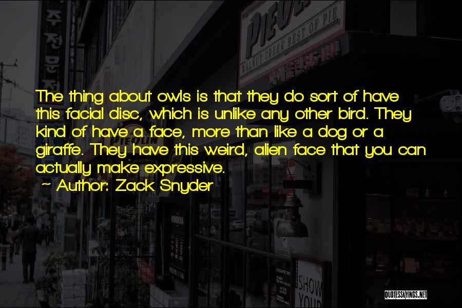 Zack Snyder Quotes: The Thing About Owls Is That They Do Sort Of Have This Facial Disc, Which Is Unlike Any Other Bird.