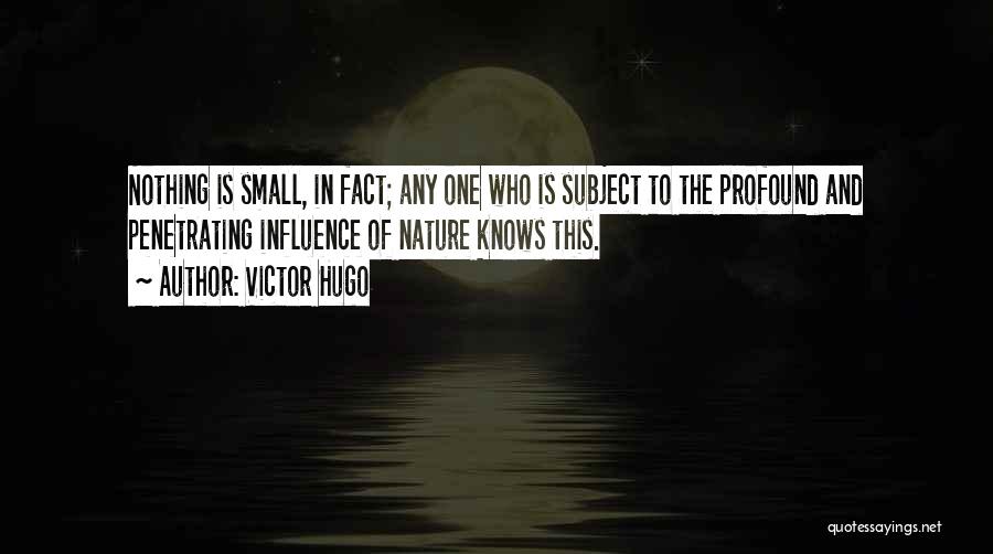 Victor Hugo Quotes: Nothing Is Small, In Fact; Any One Who Is Subject To The Profound And Penetrating Influence Of Nature Knows This.