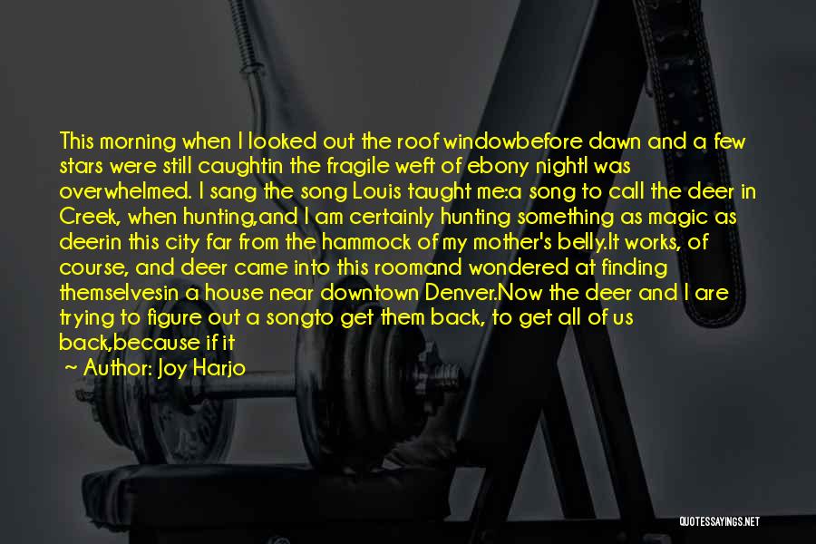 Joy Harjo Quotes: This Morning When I Looked Out The Roof Windowbefore Dawn And A Few Stars Were Still Caughtin The Fragile Weft