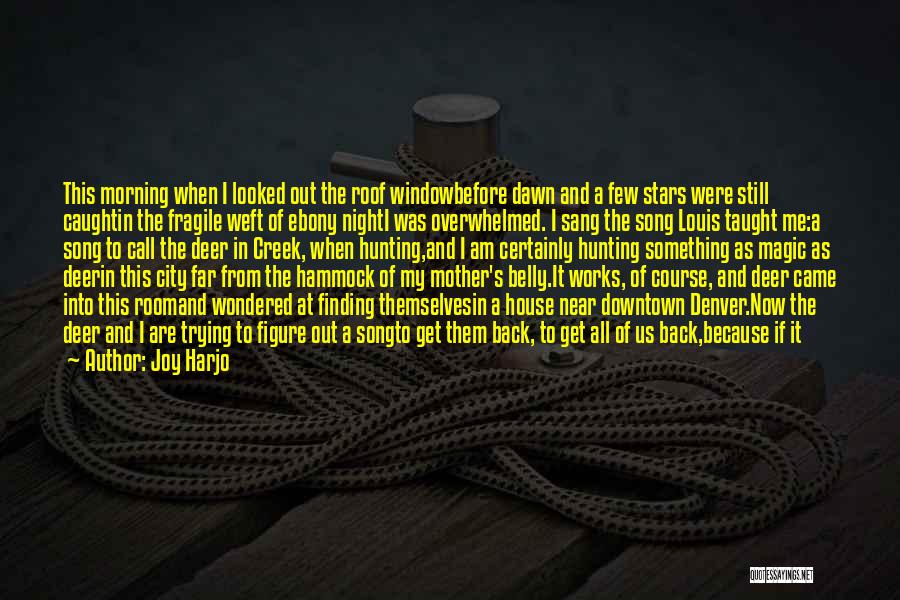 Joy Harjo Quotes: This Morning When I Looked Out The Roof Windowbefore Dawn And A Few Stars Were Still Caughtin The Fragile Weft