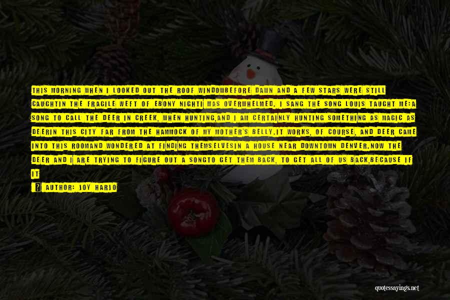 Joy Harjo Quotes: This Morning When I Looked Out The Roof Windowbefore Dawn And A Few Stars Were Still Caughtin The Fragile Weft