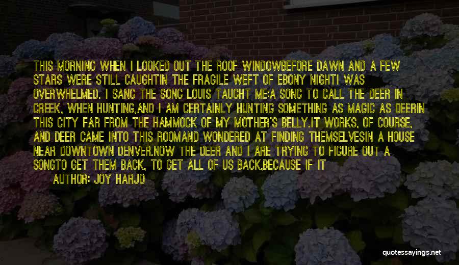 Joy Harjo Quotes: This Morning When I Looked Out The Roof Windowbefore Dawn And A Few Stars Were Still Caughtin The Fragile Weft