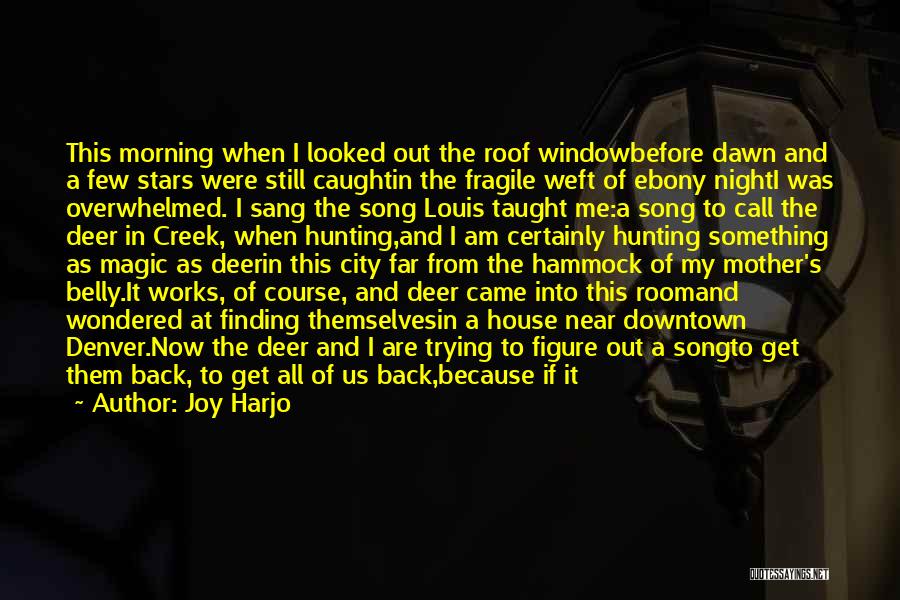 Joy Harjo Quotes: This Morning When I Looked Out The Roof Windowbefore Dawn And A Few Stars Were Still Caughtin The Fragile Weft