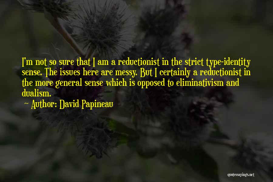 David Papineau Quotes: I'm Not So Sure That I Am A Reductionist In The Strict Type-identity Sense. The Issues Here Are Messy. But