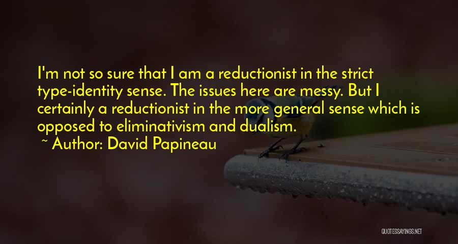 David Papineau Quotes: I'm Not So Sure That I Am A Reductionist In The Strict Type-identity Sense. The Issues Here Are Messy. But