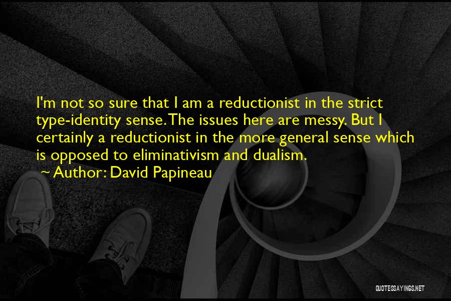David Papineau Quotes: I'm Not So Sure That I Am A Reductionist In The Strict Type-identity Sense. The Issues Here Are Messy. But