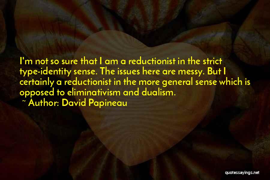 David Papineau Quotes: I'm Not So Sure That I Am A Reductionist In The Strict Type-identity Sense. The Issues Here Are Messy. But