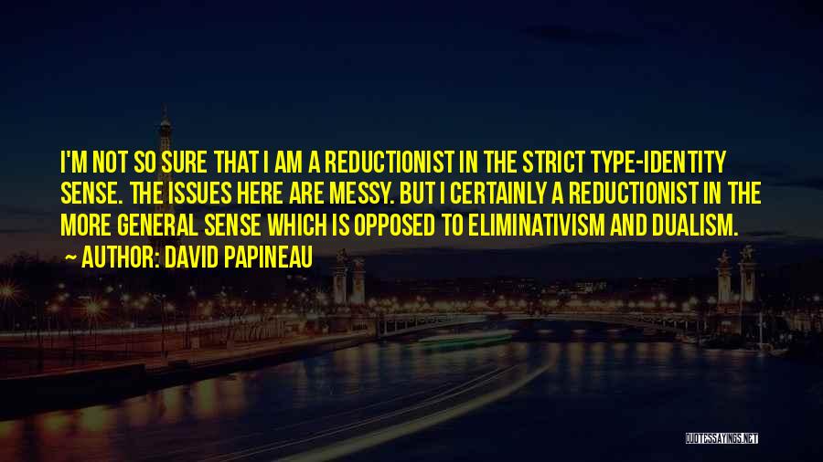 David Papineau Quotes: I'm Not So Sure That I Am A Reductionist In The Strict Type-identity Sense. The Issues Here Are Messy. But