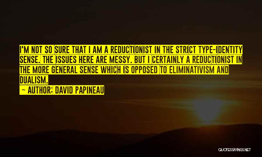 David Papineau Quotes: I'm Not So Sure That I Am A Reductionist In The Strict Type-identity Sense. The Issues Here Are Messy. But
