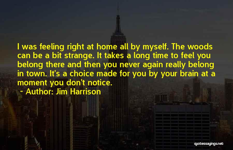 Jim Harrison Quotes: I Was Feeling Right At Home All By Myself. The Woods Can Be A Bit Strange. It Takes A Long