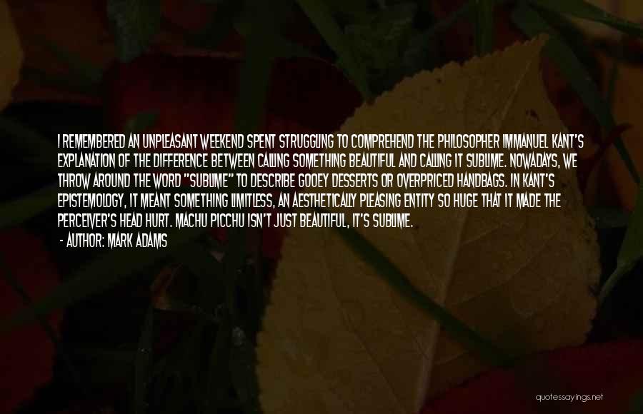 Mark Adams Quotes: I Remembered An Unpleasant Weekend Spent Struggling To Comprehend The Philosopher Immanuel Kant's Explanation Of The Difference Between Calling Something