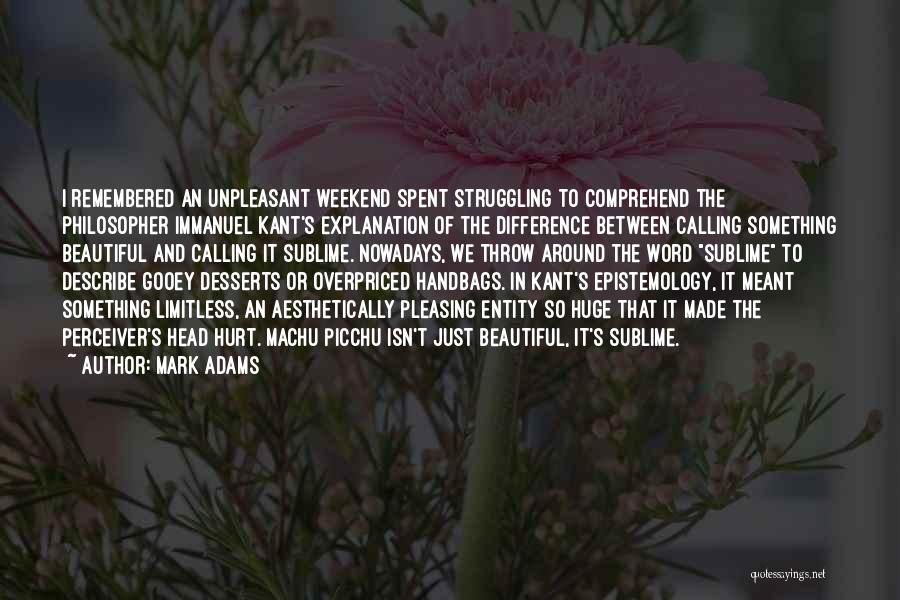 Mark Adams Quotes: I Remembered An Unpleasant Weekend Spent Struggling To Comprehend The Philosopher Immanuel Kant's Explanation Of The Difference Between Calling Something