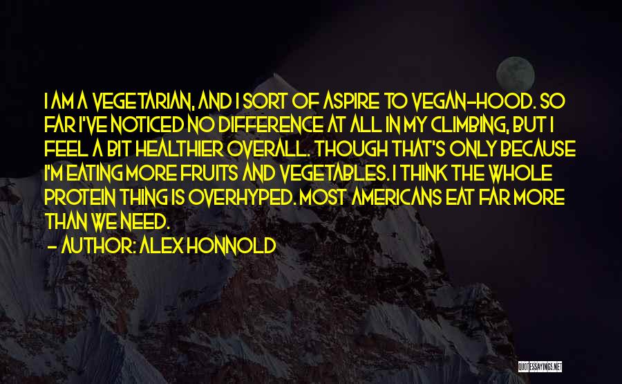 Alex Honnold Quotes: I Am A Vegetarian, And I Sort Of Aspire To Vegan-hood. So Far I've Noticed No Difference At All In