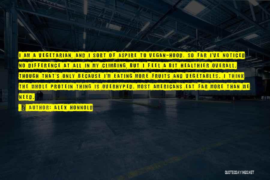 Alex Honnold Quotes: I Am A Vegetarian, And I Sort Of Aspire To Vegan-hood. So Far I've Noticed No Difference At All In