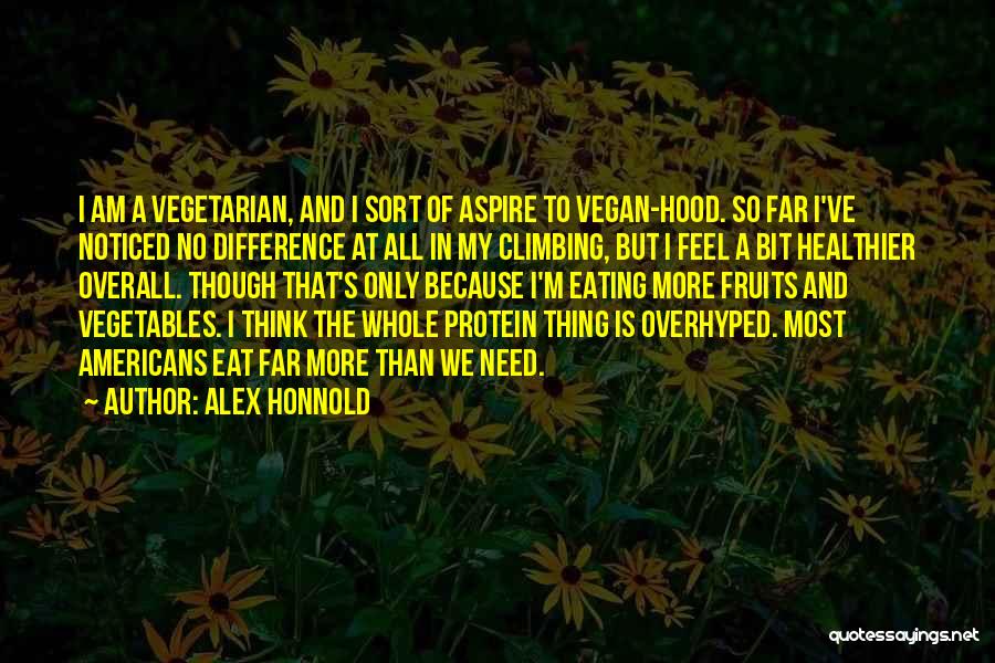 Alex Honnold Quotes: I Am A Vegetarian, And I Sort Of Aspire To Vegan-hood. So Far I've Noticed No Difference At All In