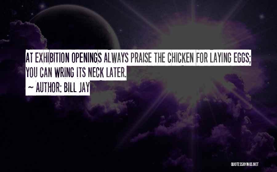 Bill Jay Quotes: At Exhibition Openings Always Praise The Chicken For Laying Eggs; You Can Wring Its Neck Later.