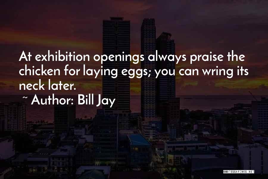 Bill Jay Quotes: At Exhibition Openings Always Praise The Chicken For Laying Eggs; You Can Wring Its Neck Later.