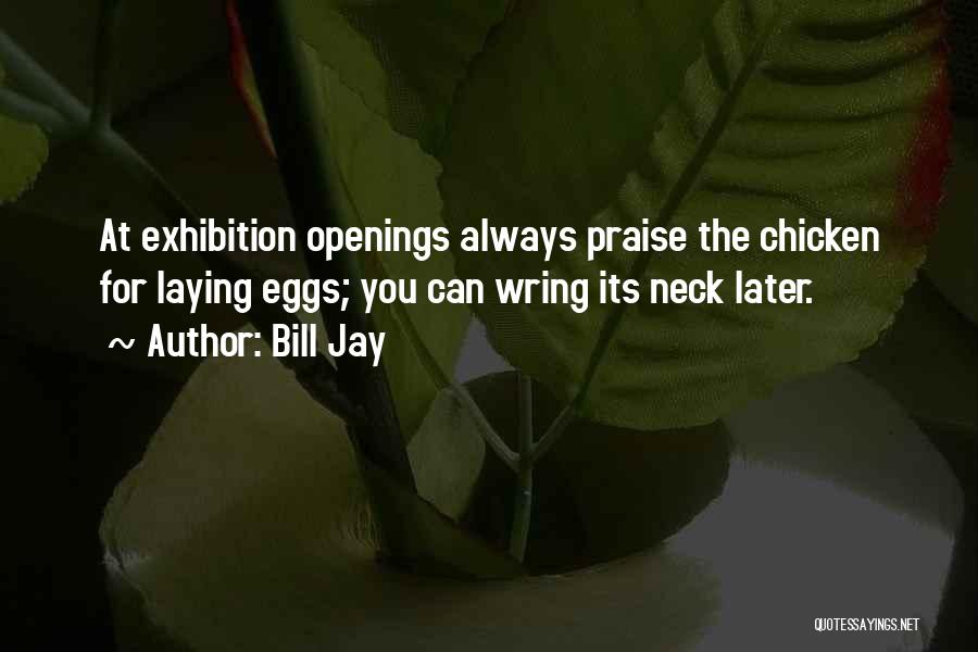 Bill Jay Quotes: At Exhibition Openings Always Praise The Chicken For Laying Eggs; You Can Wring Its Neck Later.