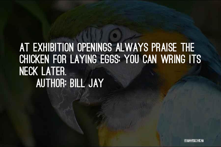 Bill Jay Quotes: At Exhibition Openings Always Praise The Chicken For Laying Eggs; You Can Wring Its Neck Later.