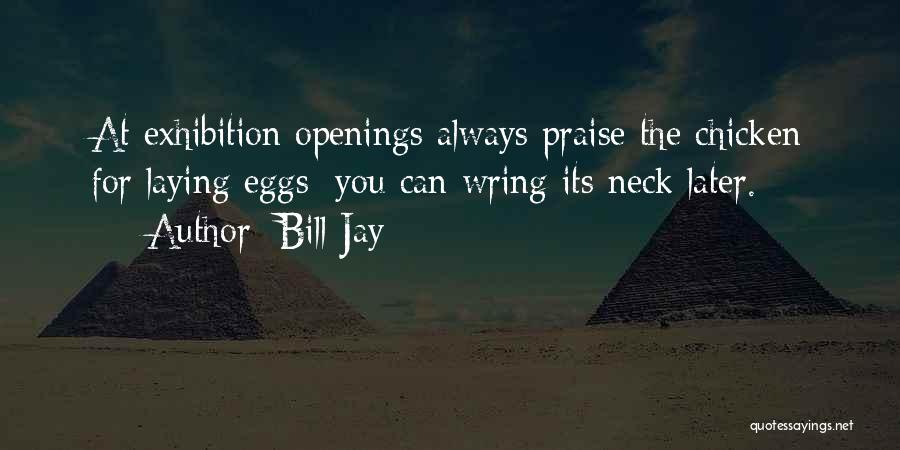 Bill Jay Quotes: At Exhibition Openings Always Praise The Chicken For Laying Eggs; You Can Wring Its Neck Later.