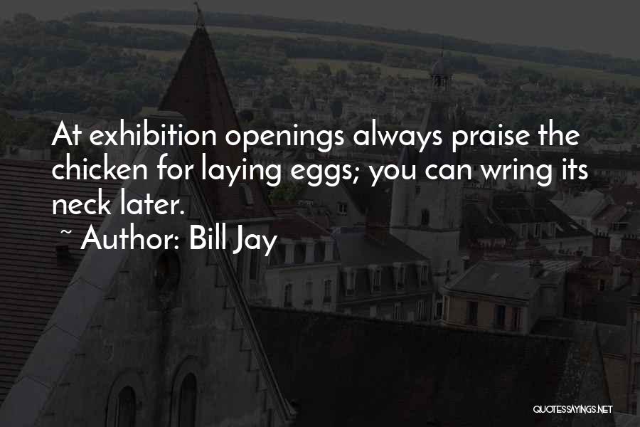 Bill Jay Quotes: At Exhibition Openings Always Praise The Chicken For Laying Eggs; You Can Wring Its Neck Later.