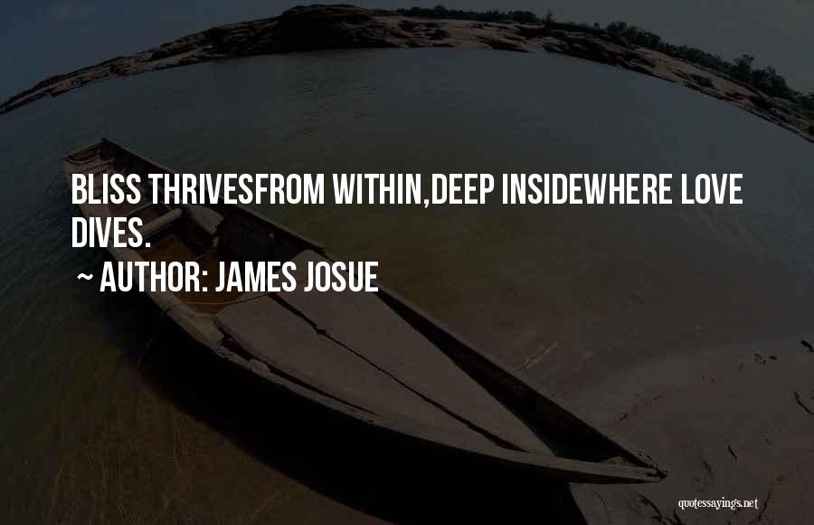James Josue Quotes: Bliss Thrivesfrom Within,deep Insidewhere Love Dives.